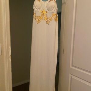 Elegant White and Gold Gown